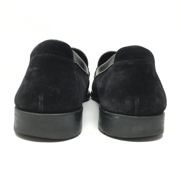 Men\'s Salvatore Ferragamo Horsebit Slip On Loafers Shoes Size 8 2E Black Suede